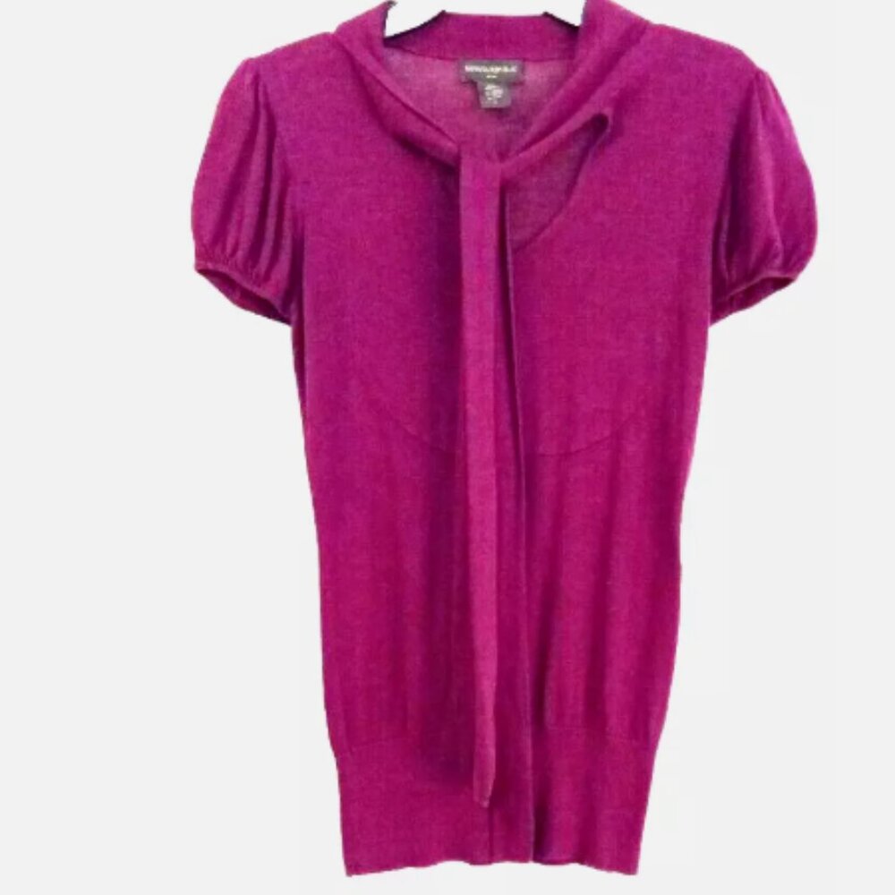 Banana Republic Juniors Top Purple Size Small Puff Short Sleeve Blouse Attached - Picture 7 of 13